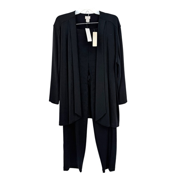 Chico's Travelers Set Knit Maya Jacket and Essential Slim Pant in Black 4 or XXL - Picture 1 of 16